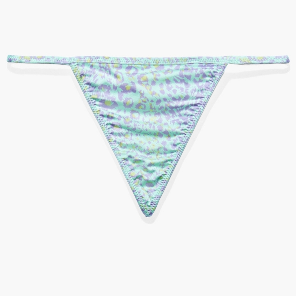 Savage x Fenty Microfiber String Thong- Mint Hint Green with Medallion - 3X